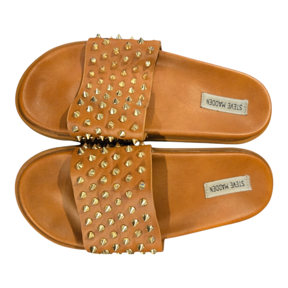 Steve Madden Endorse Tan spiked Slides